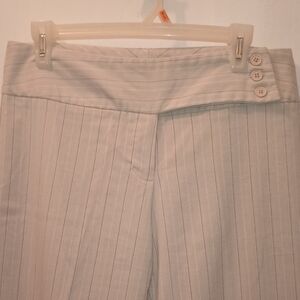 Elegant Beige Pinstripe Women's Trousers